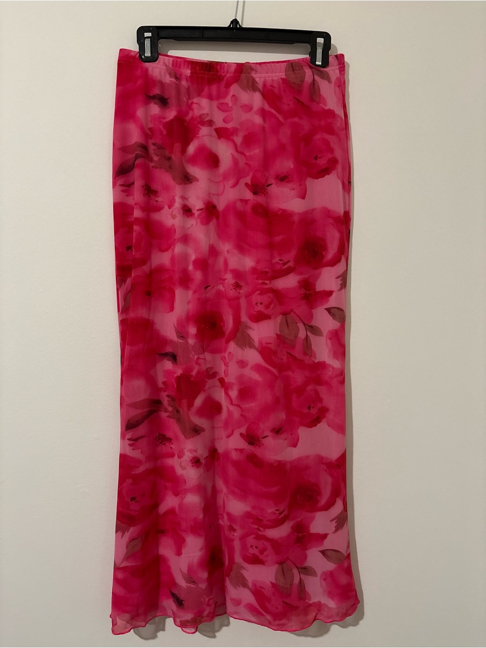 PrettyGarden Pink Floral Mesh Maxi Skirt Size Small